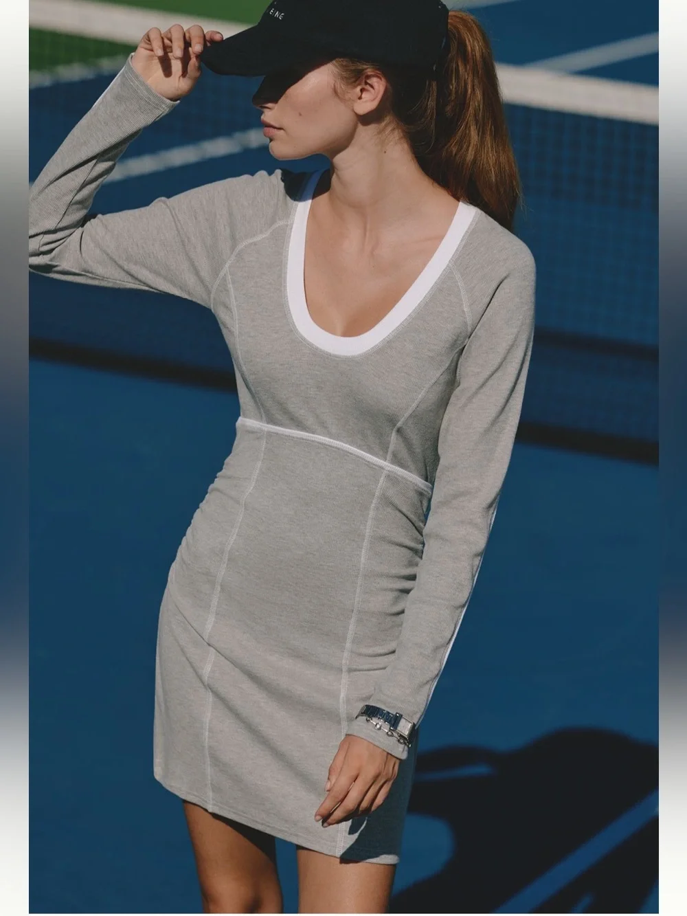 Daily Practice Scoop-Neck Long-Sleeve Mini Dress